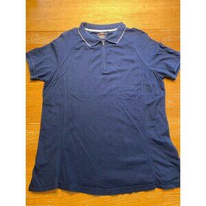 Danskin Womens Navy Blue Polo Shirt With Zip Neck